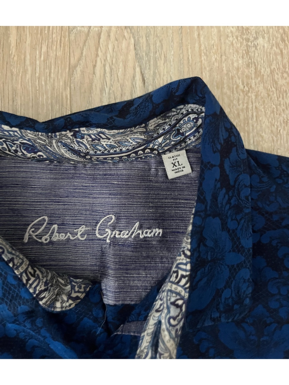 Robert Graham Men’s Highland Long Sleeve Button Down Shirt Classic Fit Navy - XL - Picture 3 of 7